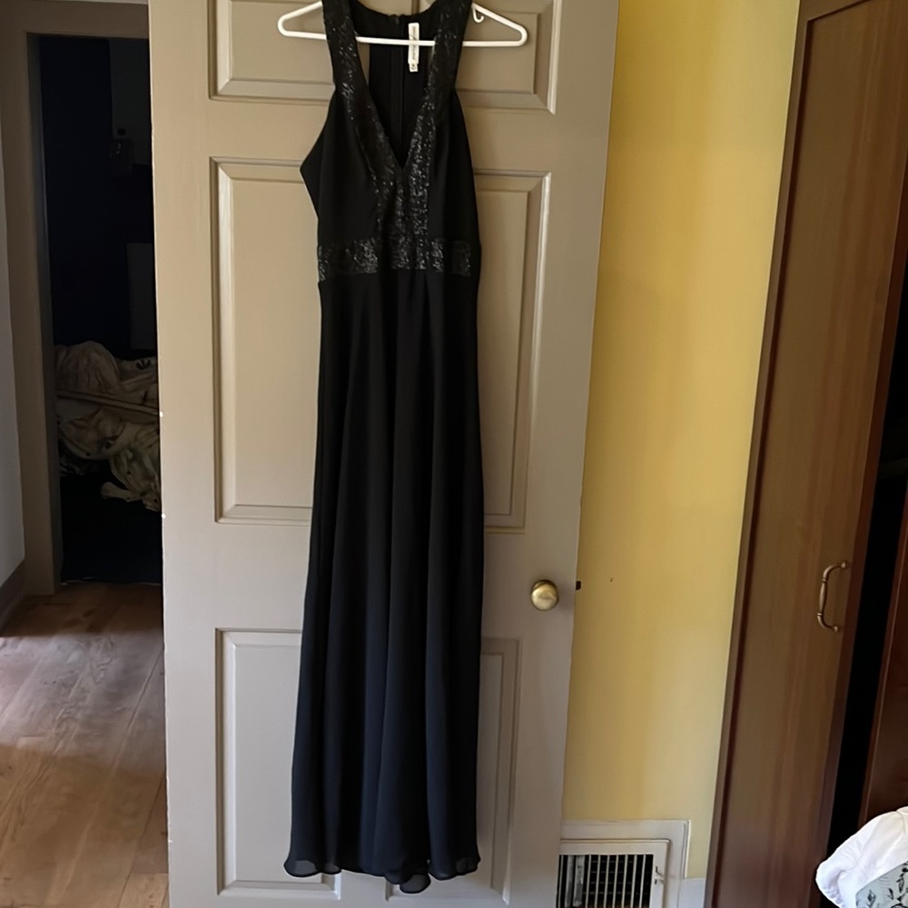 Black chiffon sequin prom dress. Size medium.